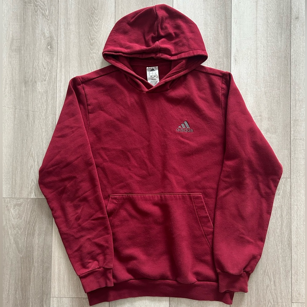 Adidas Pullover Hoodie Size Large Burgundy